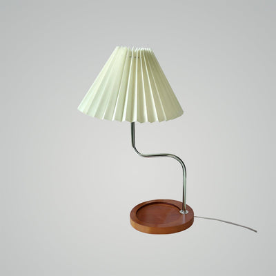 Pleated Fabric Table Lamp with Tray Base