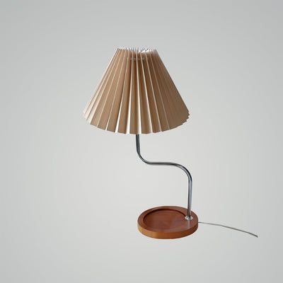 Pleated Fabric Table Lamp with Tray Base