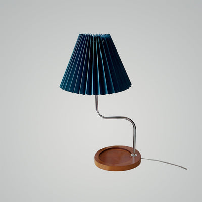 Pleated Fabric Table Lamp with Tray Base