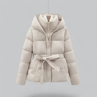 Women’s Hooded Belted Puffer Jacket for Winter Warmth