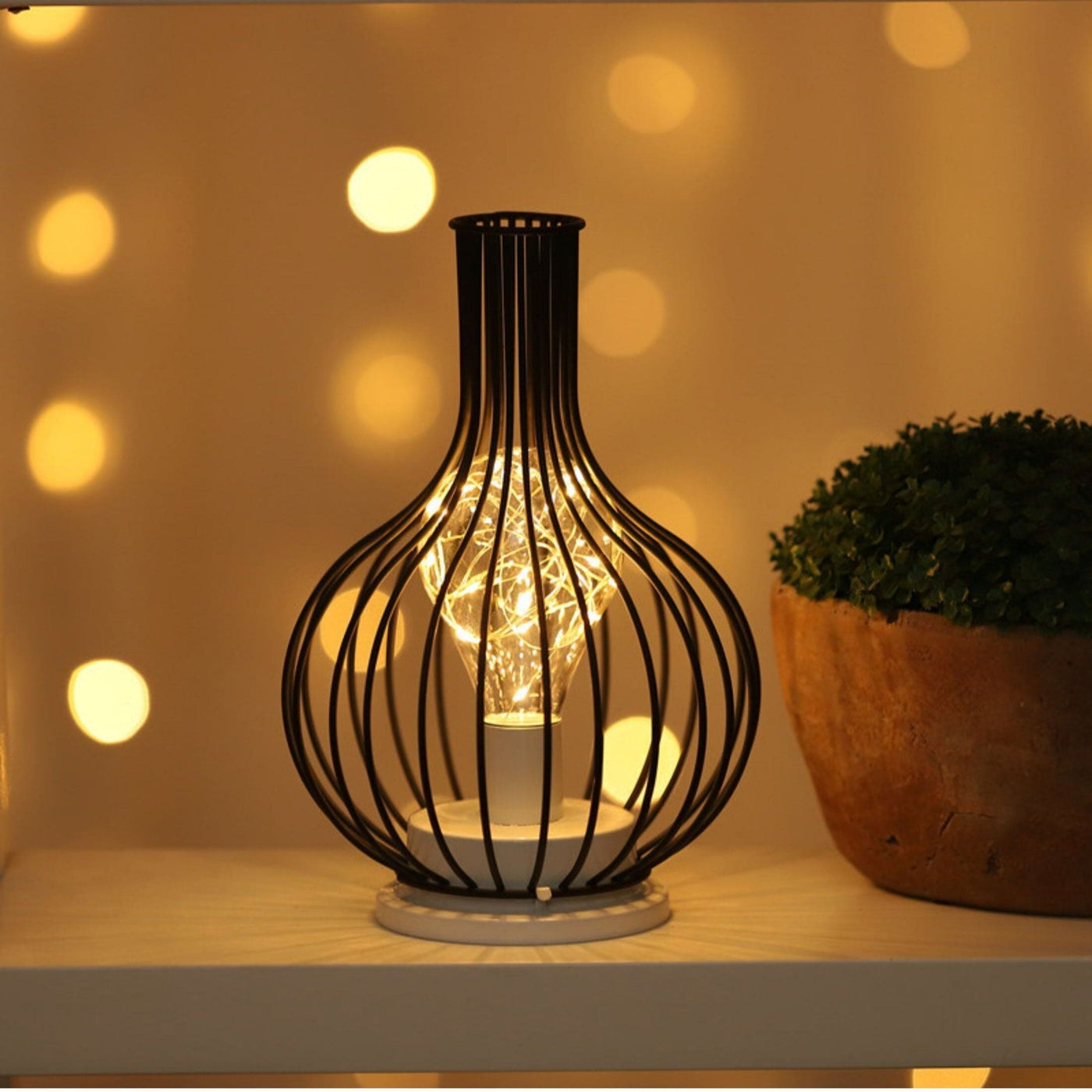 Modern Black Table Lamp with Fabric Shade 45cm
