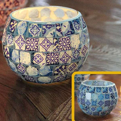 Mosaic Glass Candle Holder for Home Decor