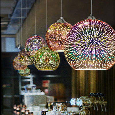 Modern 3D Firework Glass Dome Pendant Light