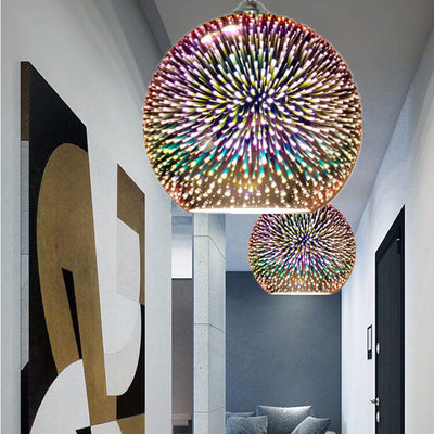 Modern 3D Firework Glass Dome Pendant Light