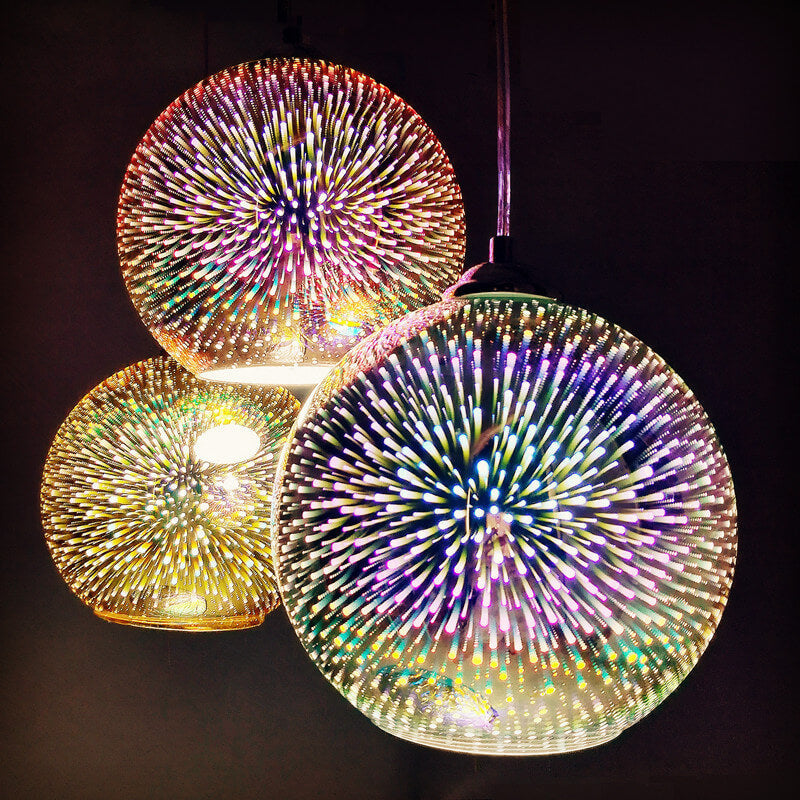 Modern 3D Firework Glass Dome Pendant Light