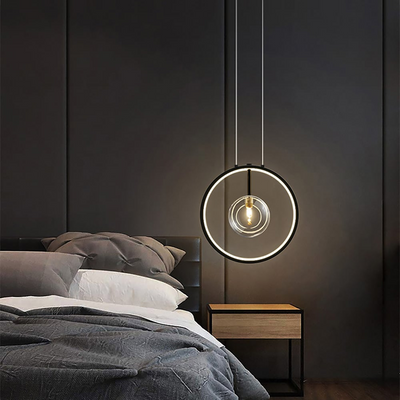 LumoGlobe – Minimalist Black Pendant Lamp with Glass LED Sphere