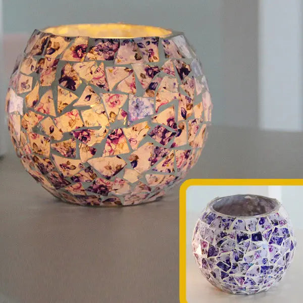 Mosaic Glass Candle Holder for Home Decor