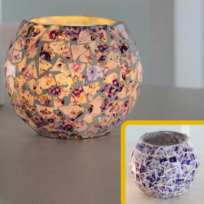 Mosaic Glass Candle Holder for Home Decor