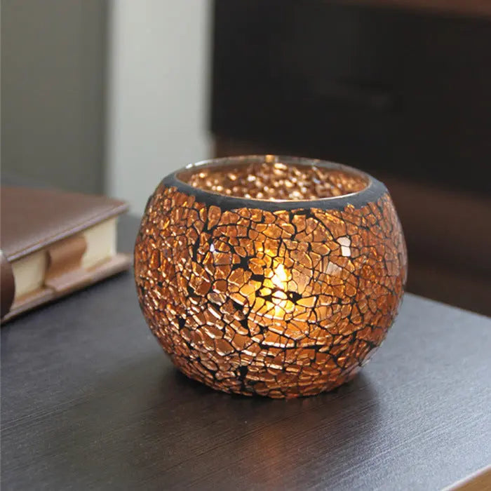 Mosaic Glass Candle Holder for Home Decor