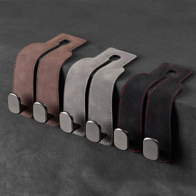 Car Seat Back Double Hook with Phone Holder – PU Leather Organizer