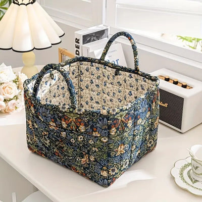 Floral Canvas Storage Basket for Home Organization