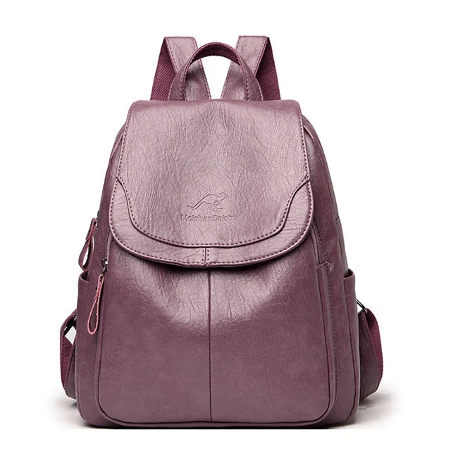 Women’s Anti-Theft Leather Backpack with RFID