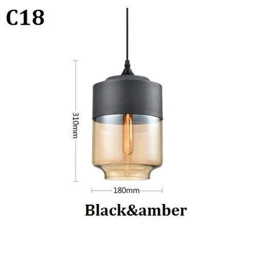 Hand-Blown Glass & Wood Pendant Light Adjustable