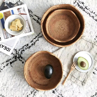 Handwoven Rattan Basket for Kitchen and Home Storage