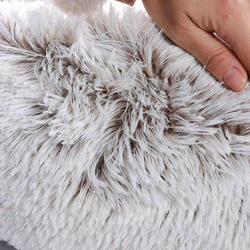 Long Plush Donut Pet Bed with Washable Cover and Non-Slip Base