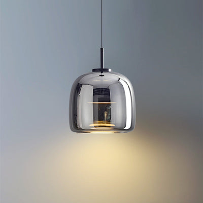 AmberGlow Vintage LED Pendant Light – Gold & Glass