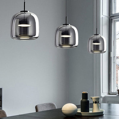AmberGlow Vintage LED Pendant Light – Gold & Glass