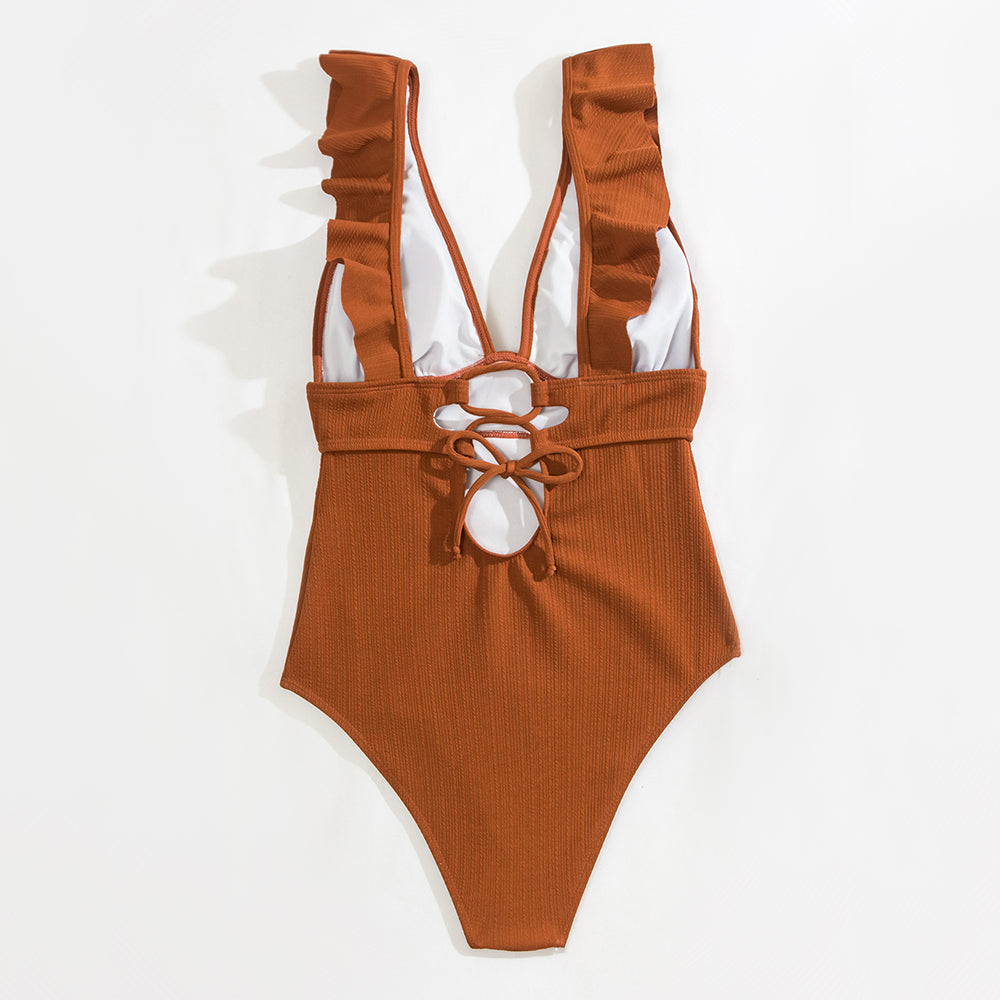 Boho Ruffle V-Neck Women’s Swimsuit
