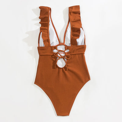 Boho Ruffle V-Neck Women’s Swimsuit