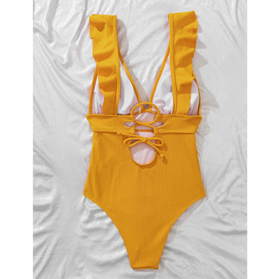 Boho Ruffle V-Neck Women’s Swimsuit