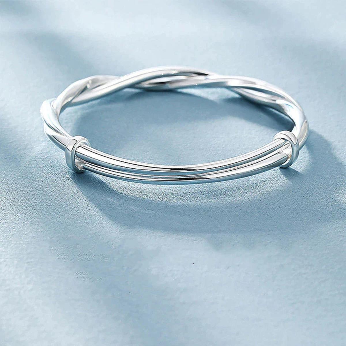Adjustable 925 Sterling Silver Geometric Bracelet for Women