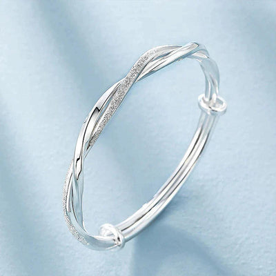 Adjustable 925 Sterling Silver Geometric Bracelet for Women