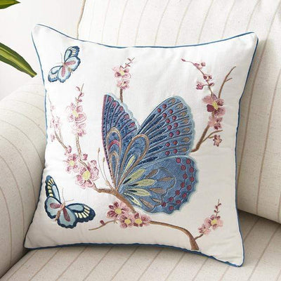 Country-Style Embroidered Cushion Cover 45x45 cm