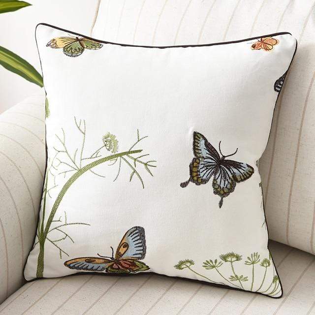 Country-Style Embroidered Cushion Cover 45x45 cm