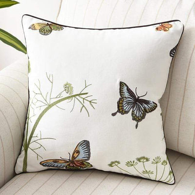 Country-Style Embroidered Cushion Cover 45x45 cm