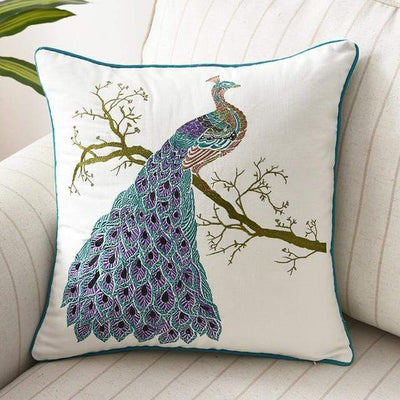 Country-Style Embroidered Cushion Cover 45x45 cm