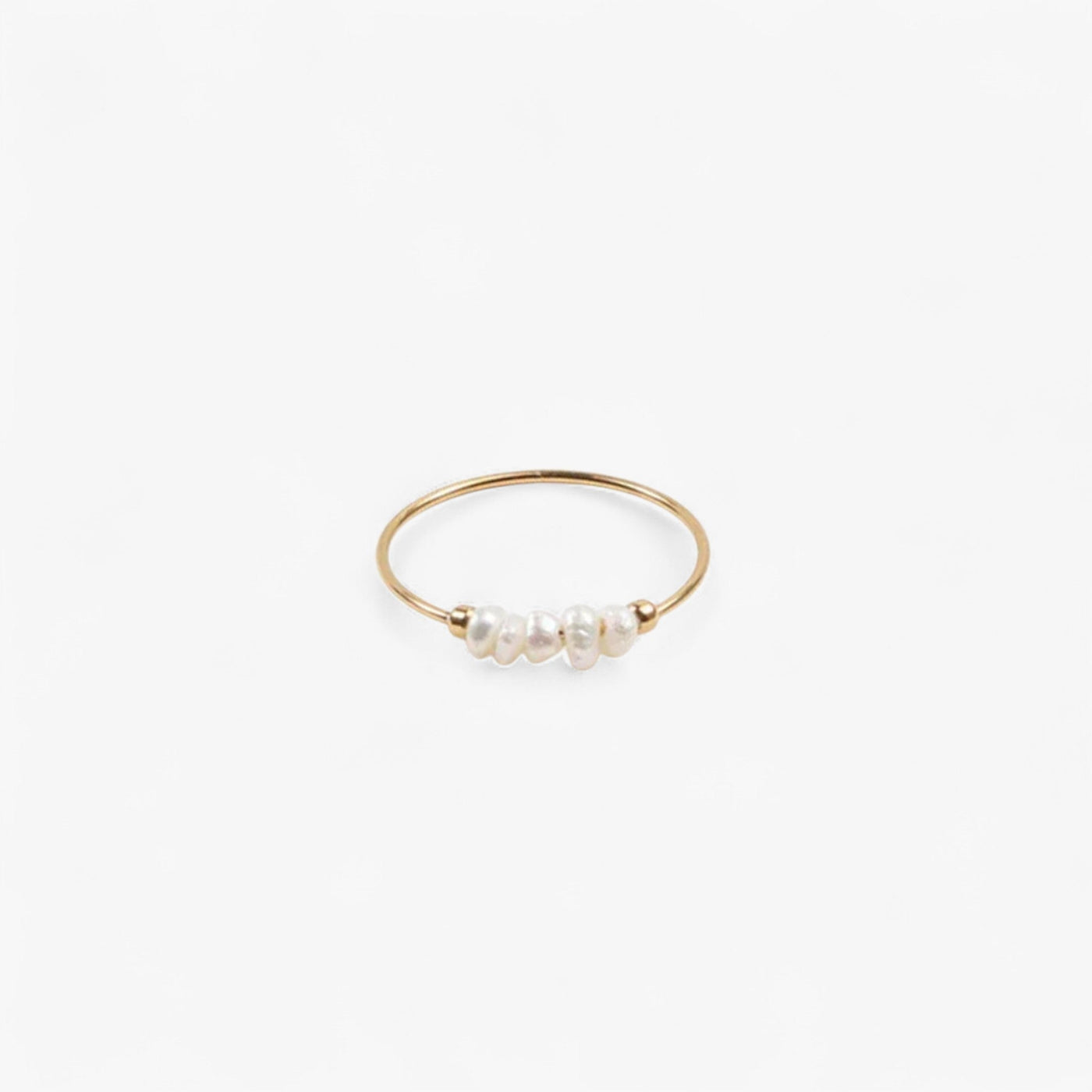Stylish Mini Pearl Ring Women 18K Gold Stainless Steel