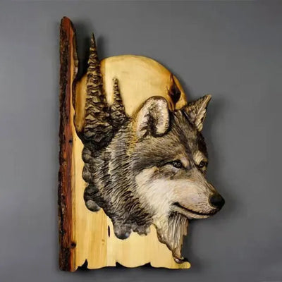 Wooden Animal Carving Wall Art Decoration