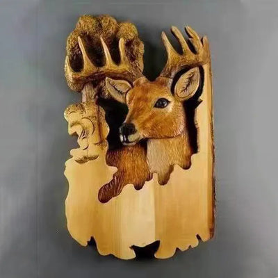 Wooden Animal Carving Wall Art Decoration