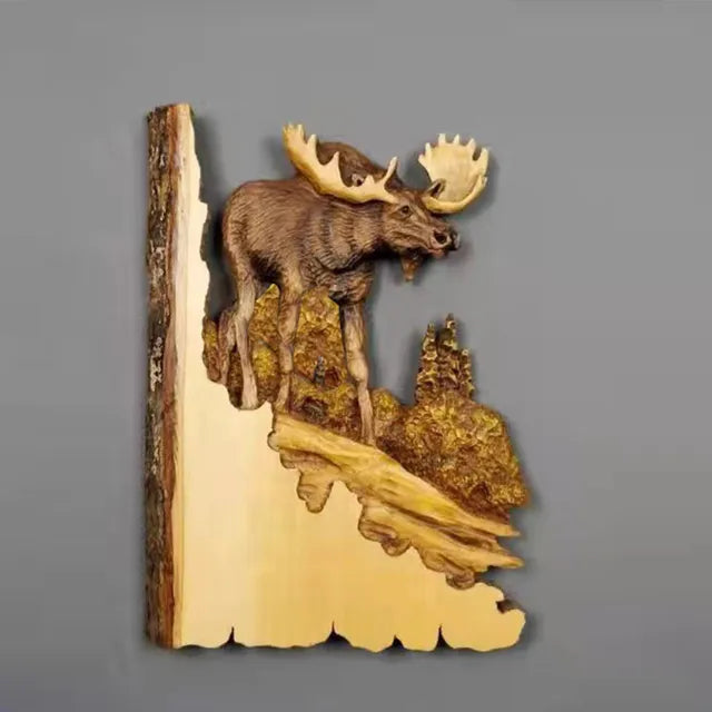 Wooden Animal Carving Wall Art Decoration