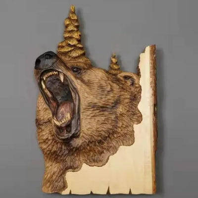 Wooden Animal Carving Wall Art Decoration