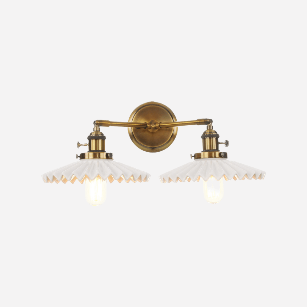 Double Ceramic Wall Lamp – Antique Gold Vintage Style