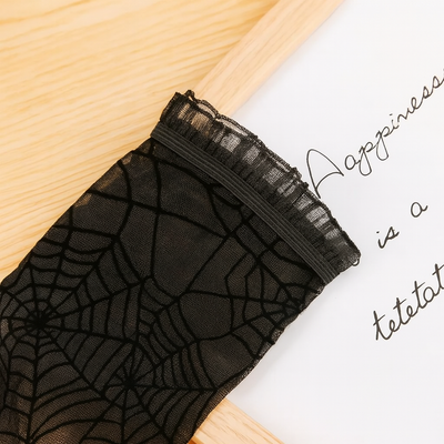 Black Lace Spiderweb Fingerless Gloves for Halloween