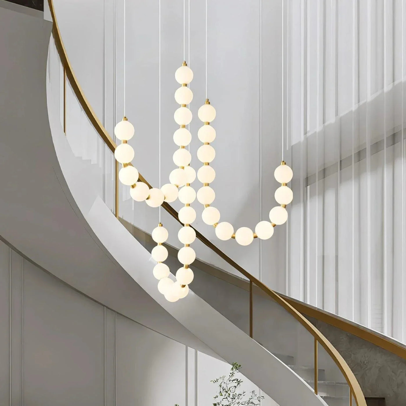 Elegant White Necklace Chandelier with LED Lights