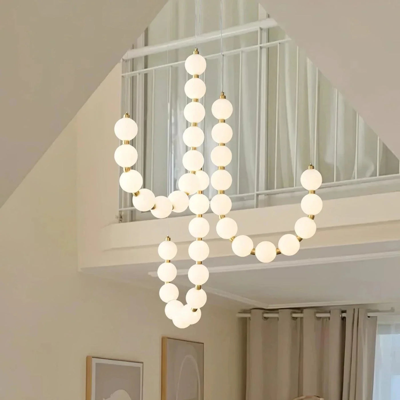 Elegant White Necklace Chandelier with LED Lights