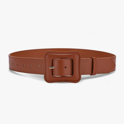 Women’s Wide Leather Belt Vintage High Waist with Adjustable Buckle