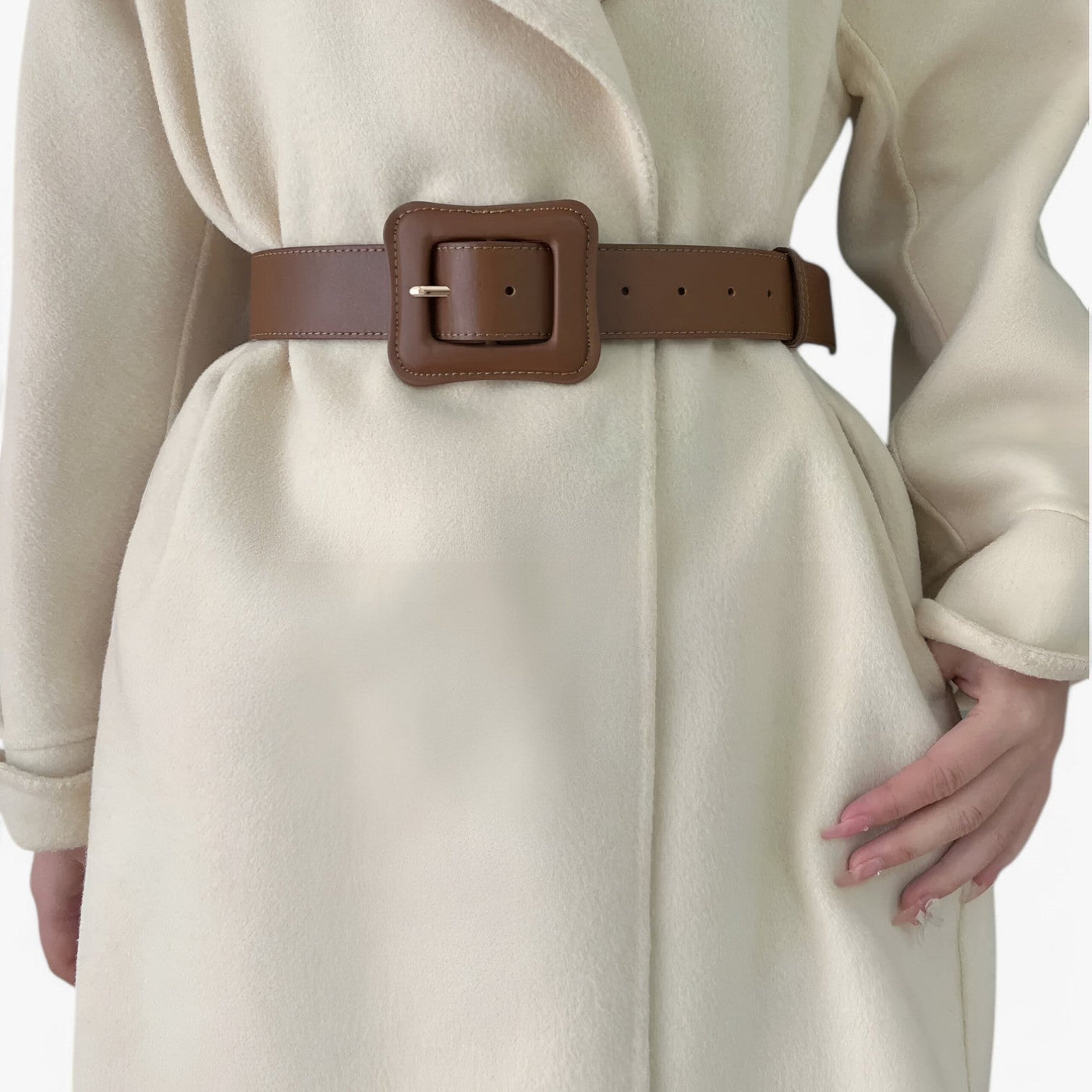 Women’s Wide Leather Belt Vintage High Waist with Adjustable Buckle