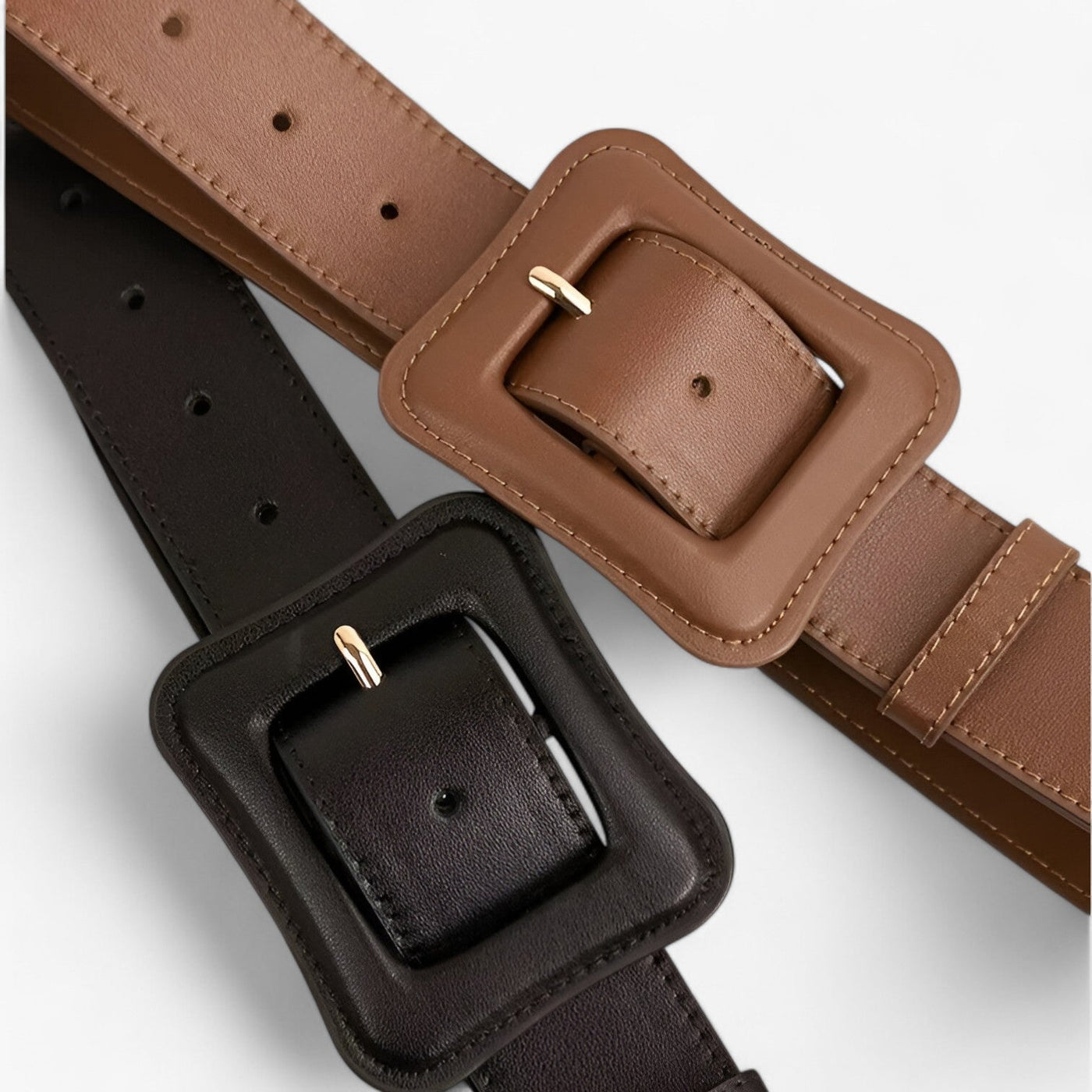 Women’s Wide Leather Belt Vintage High Waist with Adjustable Buckle