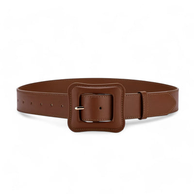 Women’s Wide Leather Belt Vintage High Waist with Adjustable Buckle
