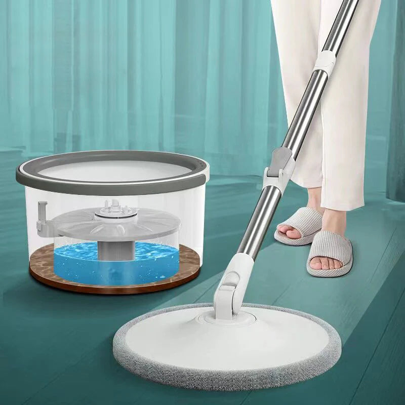 Self-Cleaning Spin Mop with Dual-Chamber Bucket