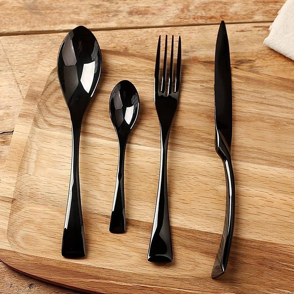 Noirsteel 24-Piece Black Stainless Steel Cutlery Set