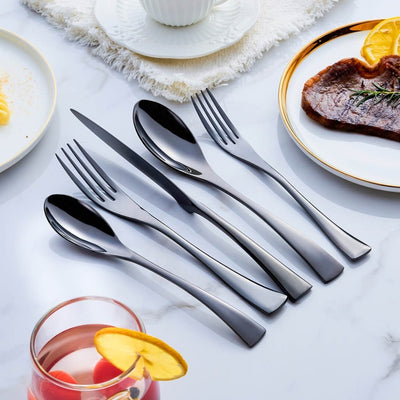 Noirsteel 24-Piece Black Stainless Steel Cutlery Set