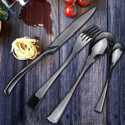 Noirsteel 24-Piece Black Stainless Steel Cutlery Set