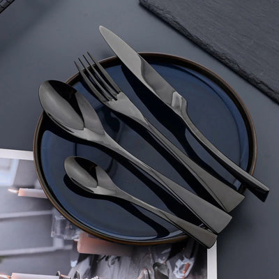 Noirsteel 24-Piece Black Stainless Steel Cutlery Set