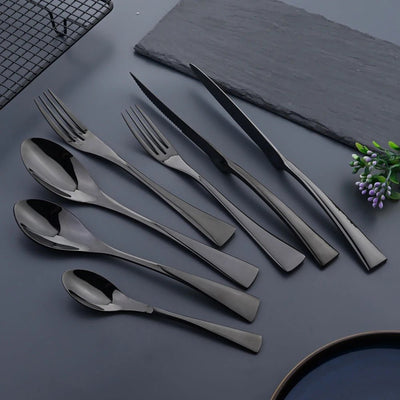 Noirsteel 24-Piece Black Stainless Steel Cutlery Set