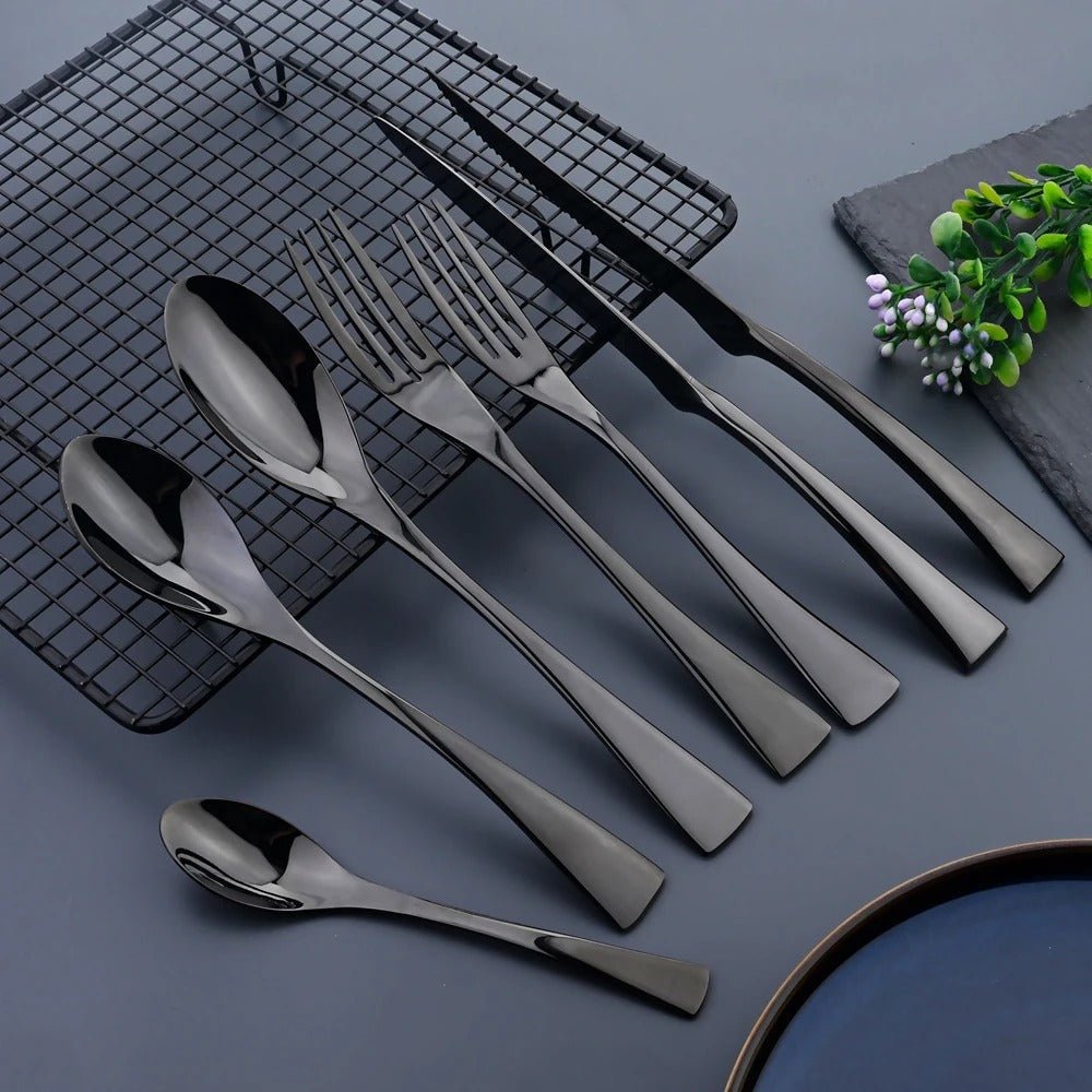 Noirsteel 24-Piece Black Stainless Steel Cutlery Set